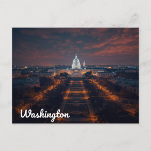 Washington DC Capitol Building Night Postcard