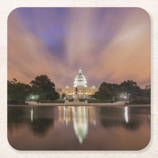 Washington DC, Capitol Building Square Paper Coaster (Front)