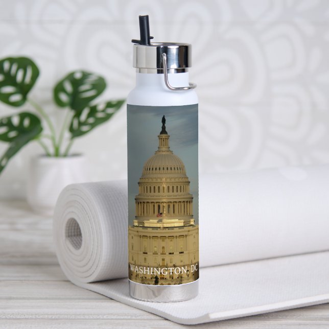 Washington, DC Capitol Building Water Bottle (Yoga (Rotated))