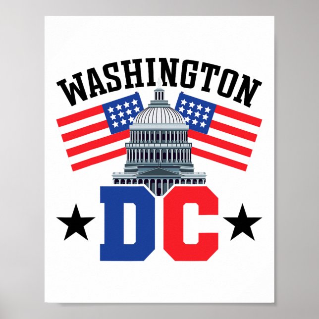 Washington Dc Capitol Hill American Flag Usa Pride Poster (Front)