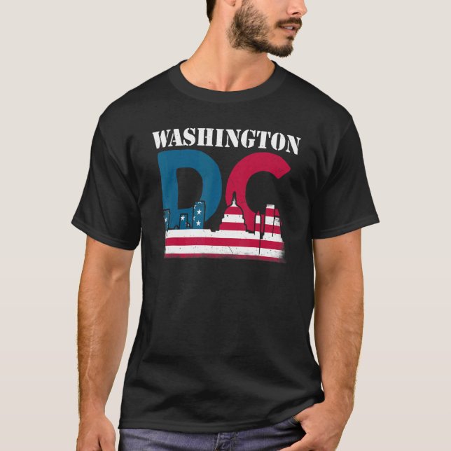 Washington Dc Capitol Hill American Flag Usa Pride T-Shirt (Front)