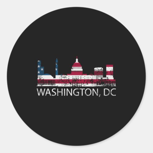 Washington Dc Capitol Hill Usa Flag Classic Round Sticker