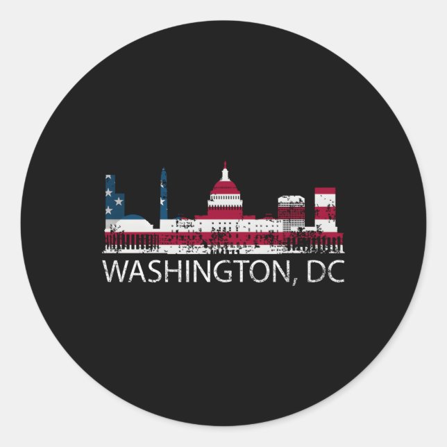 Washington Dc Capitol Hill Usa Flag Classic Round Sticker (Front)