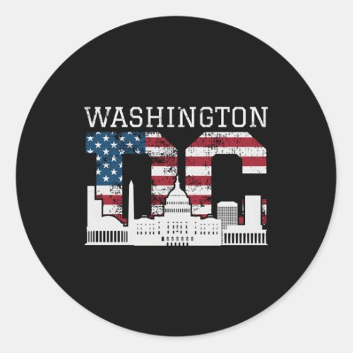 Washington Dc Capitol Hill Usa Flag Classic Round Sticker