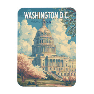 Washington DC Capitol Travel Art Vintage Magnet