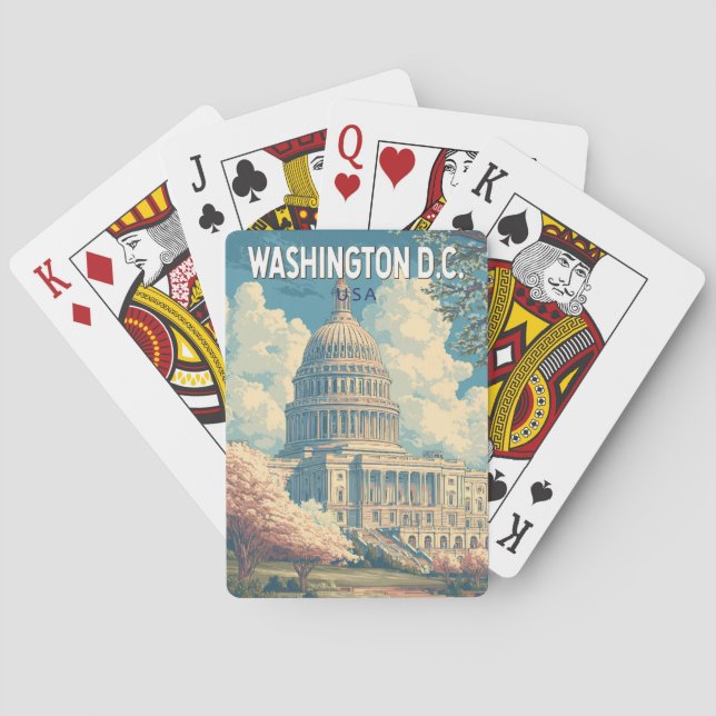 Washington DC Capitol Travel Art Vintage Poker Cards (Back)