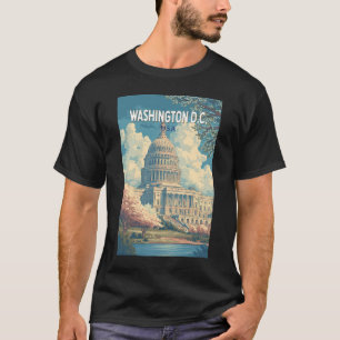 Washington DC Capitol Travel Art Vintage T-Shirt