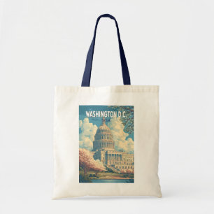 Washington DC Capitol Travel Art Vintage Tote Bag