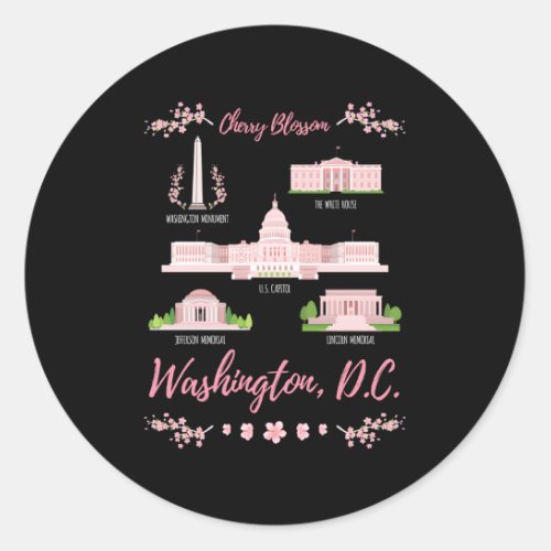 Washington Dc Cherry Blossom Monut Classic Round Sticker