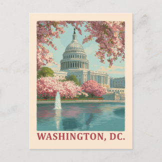 Washington DC – Cherry Blossoms & Capitol Building Postcard