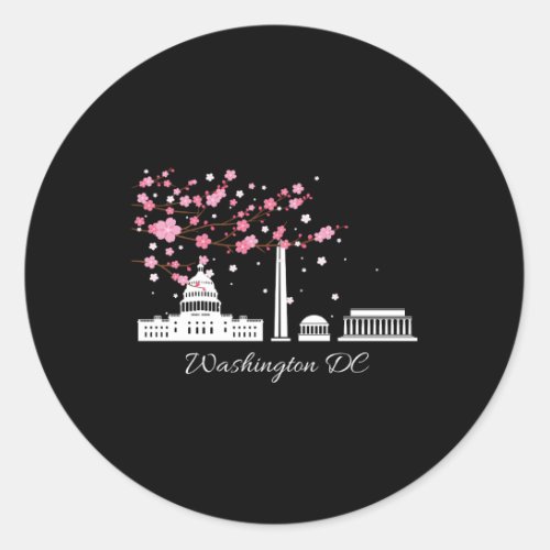 Washington Dc Cherry Blossoms City Monuts Classic Round Sticker
