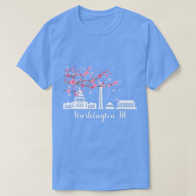 Washington DC  Cherry Blossoms Memorial Monument  T-Shirt (Design Front)
