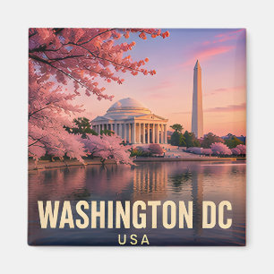 Washington DC Cherry Blossoms Monument Travel Gift Magnet