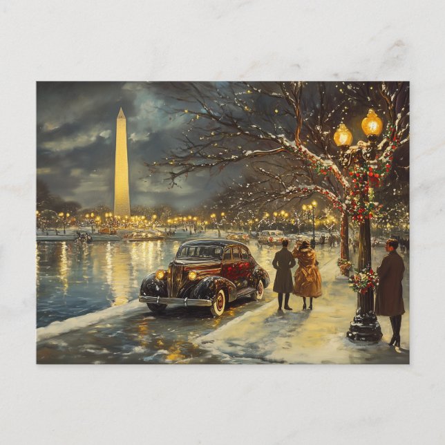 Washington DC Christmas Postcard Vintage Retro  (Front)