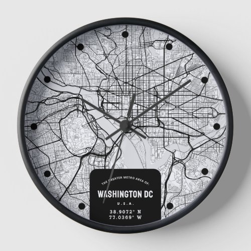 Washington DC City Map Clock