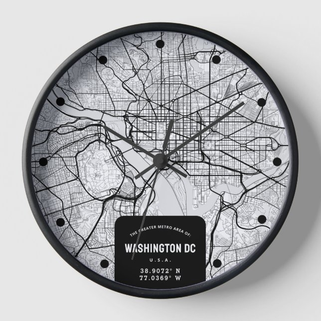 Washington, DC. City Map Clock (Front)