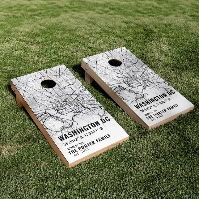 Washington, DC. City map + Coordinates  Cornhole Set (Creator Uploaded)