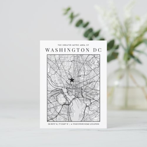 Washington DC City Map  Location Marker Postcard