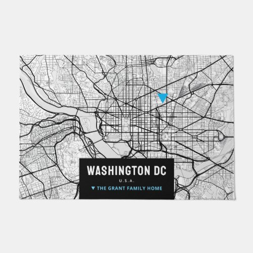 Washington DC City Map  Mark Your Location Door Doormat