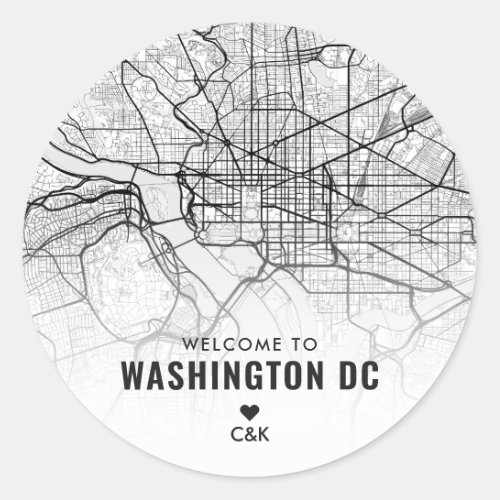 Washington DC City Map  Wedding Welcome Classic Round Sticker