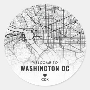 Washington, DC. City Map Wedding Welcome Classic Round Sticker