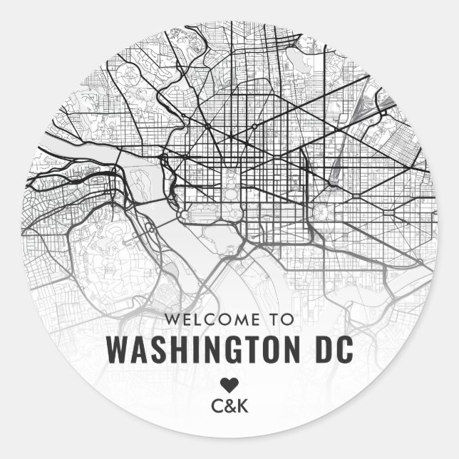 Washington, DC. City Map | Wedding Welcome Classic Round Sticker (Front)