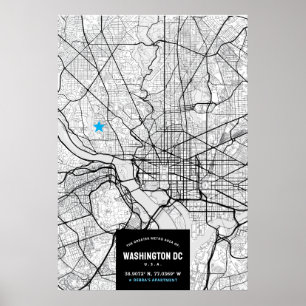 Washington, DC. City Map + Your Location Poster