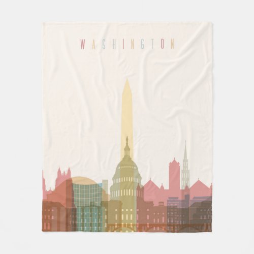 Washington DC  City Skyline Fleece Blanket