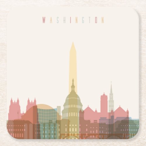 Washington DC  City Skyline Square Paper Coaster