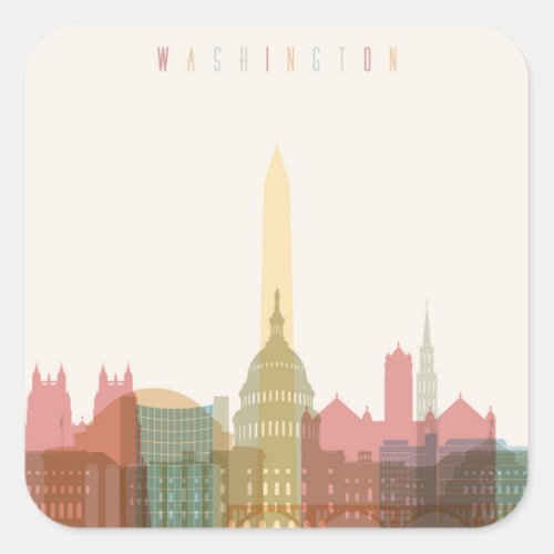 Washington DC  City Skyline Square Sticker