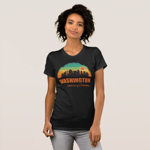 Washington DC City Skyline Vintage Retro Sunset T_Shirt