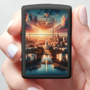 Washington DC Dawns Golden Glow Zippo Lighter