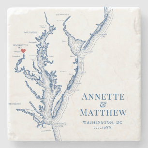 Washington DC Destination Wedding Favor Stone Coaster