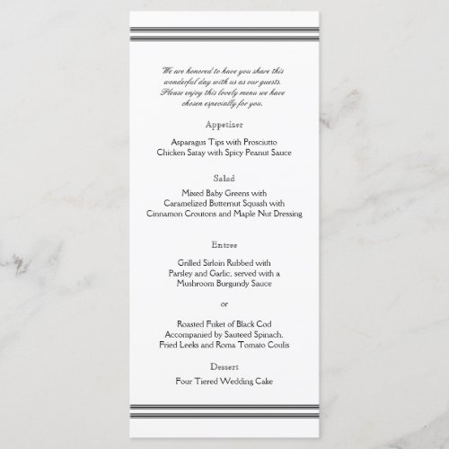 Washington DC Destination Wedding Menu