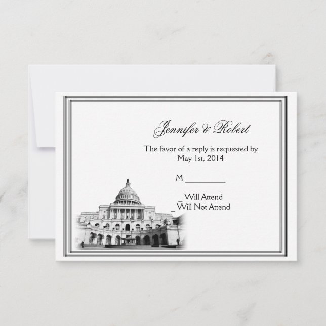 Washington DC Destination Wedding Response Card (Front)
