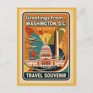 Washington DC District Vintage Style Postcard