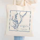 Washington DC Elegant Navy Wedding Welcome Tote Bag<br><div class="desc">Celebrate your Washington, DC wedding with our stylish navy blue Chesapeake Bay map-themed wedding favor tote bags, perfect for venues like The Hay-Adams, The Willard InterContinental, Meridian House, The Mayflower Hotel, National Museum of Women in the Arts, DAR Constitution Hall, and Sequoia. These tote bags are ideal for carrying essentials...</div>