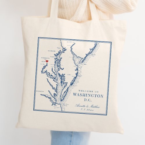 Washington DC Elegant Navy Wedding Welcome Tote Bag