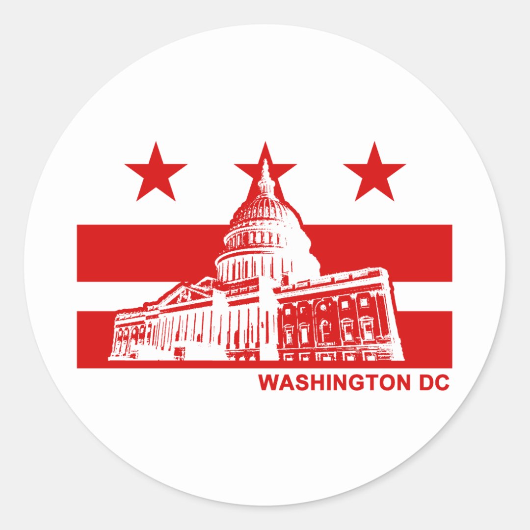 Washington DC Flag Classic Round Sticker | Zazzle