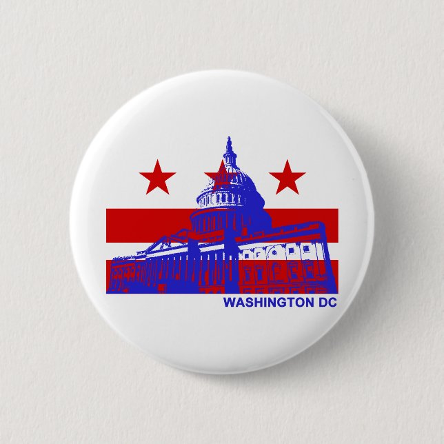 Washington DC Flag Pinback Button (Front)