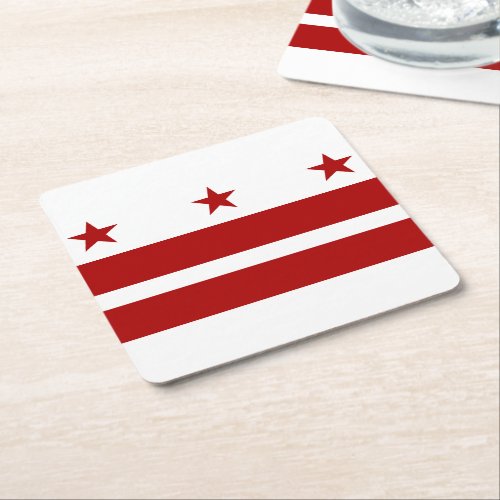 Washington DC Flag Square Paper Coaster