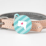 Washington DC Heart Pet ID Tag<br><div class="desc">Let your furry friend show some home town pride with this cute Washington DC pet ID tag. Design features a white silhouette map of the District of Columbia with a pink heart inside, on a tone on tone turquoise stripe background. Add your pet's name and contact information to the back...</div>
