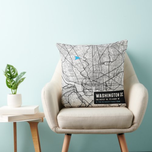 Washington DC Home Locator  City Map Throw Pill Throw Pillow