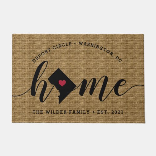 Washington DC Home Town Personalized Doormat