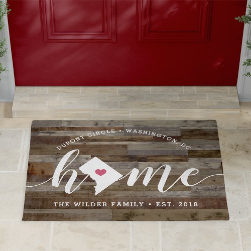 Washington DC Home Town Personalized Wood Look Doormat