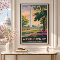 Washington DC Illustration Travel Art Vintage