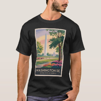 Washington DC Illustration Travel Art Vintage T-Shirt