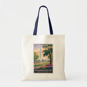 Washington DC Illustration Travel Art Vintage Tote Bag