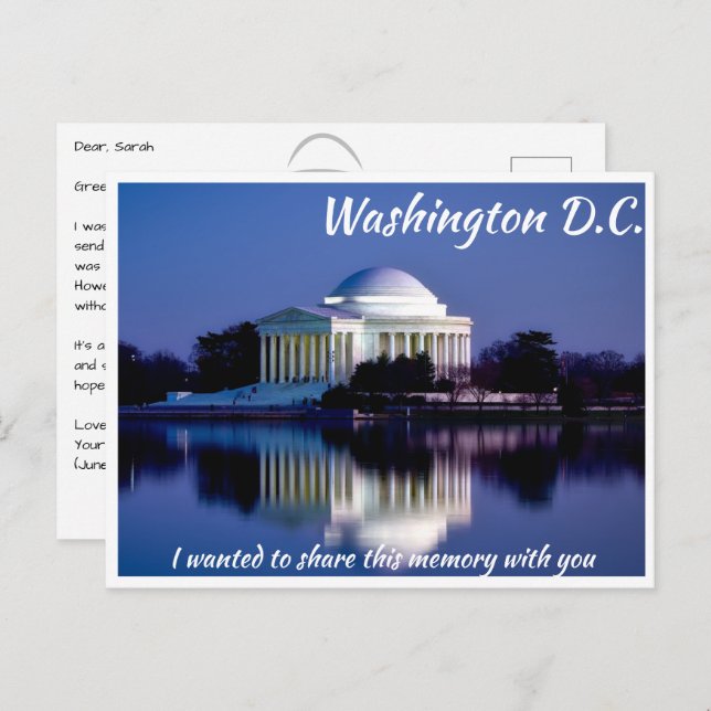 Washington DC Jefferson Memorial at Dusk Postcard (Front/Back)