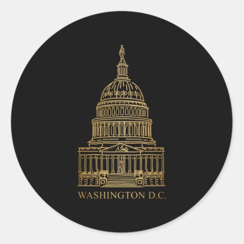 Washington Dc Landmark Capitol Hand Drawing Classic Round Sticker